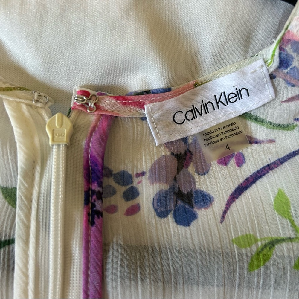 Calvin Klein Floral High-Low Faux Wrap Dress - Picture 5 of 12